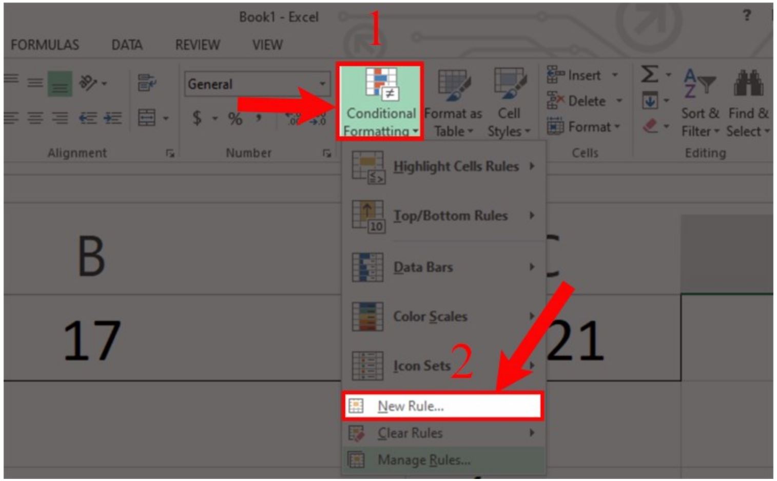 Chọn Conditional Formatting