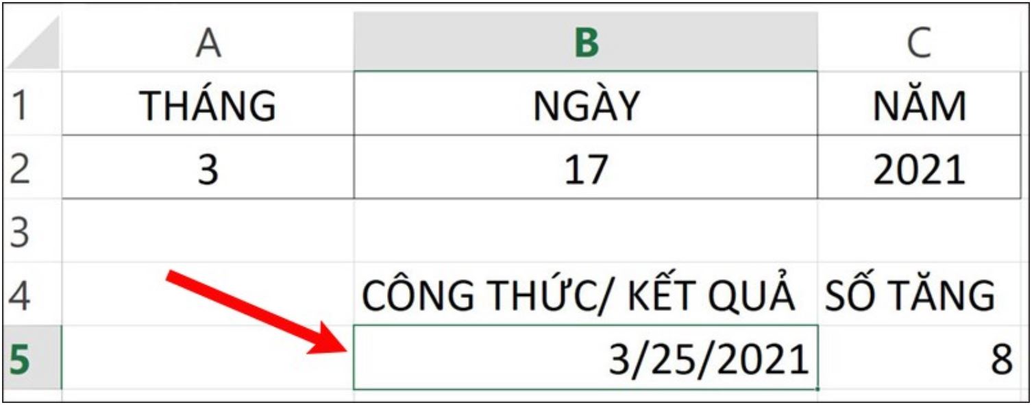 Kết quả nhận được sau khi nhập hàm