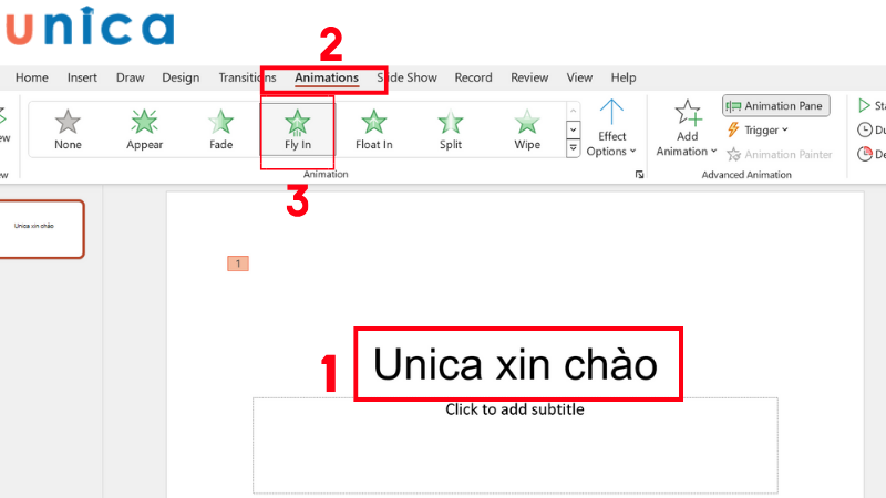 Tạo hiệu ứng chữ xuất phát từ các hướng khác nhau