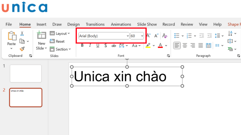 Điều chỉnh font chữ