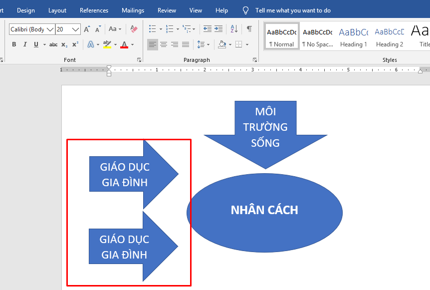 Thực hiện vẽ sơ đồ trong Word bằng Shape