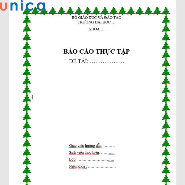 Mẫu khung viền kiểu cây thông cho báo cáo thực tập