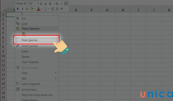 Chọn Paste Special