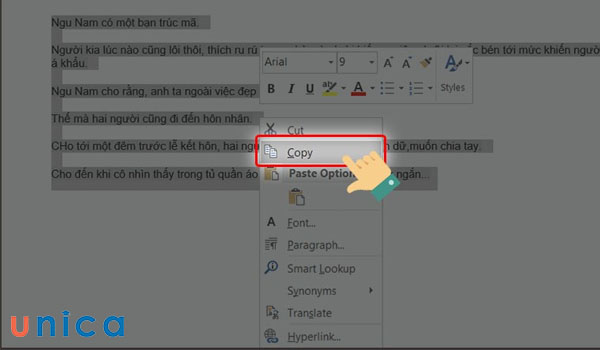 Copy vùng dữ liệu muốn chuyển đổi