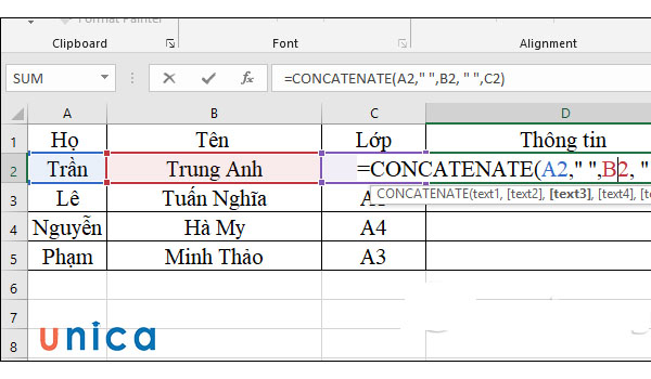 Nhập hàm trong excel