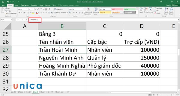 Nhấp vào bất kỳ ô nào đều sẽ thấy công thức