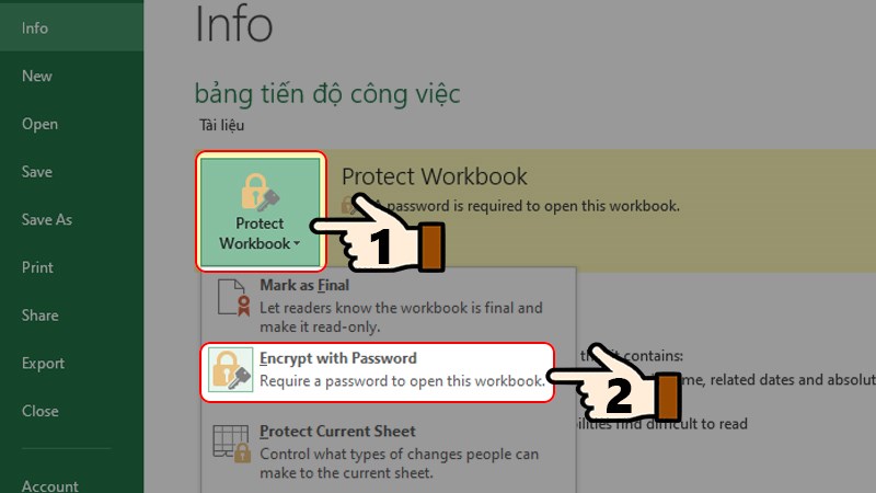 Chọn Encrypt with Password