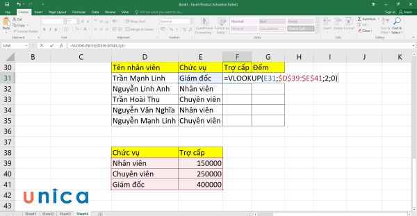 Nhập công thức VLOOKUP