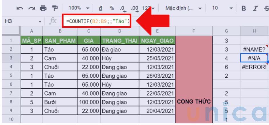 Lỗi #N/A xảy ra khi bạn không tìm thấy một giá trị hoặc một ô trong khoảng dữ liệu