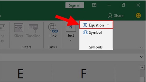 Chọn Equation