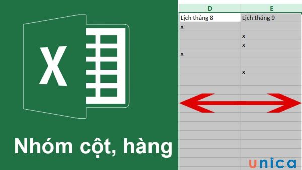 Phím tắt tạo group trong excel cho cột và hàng