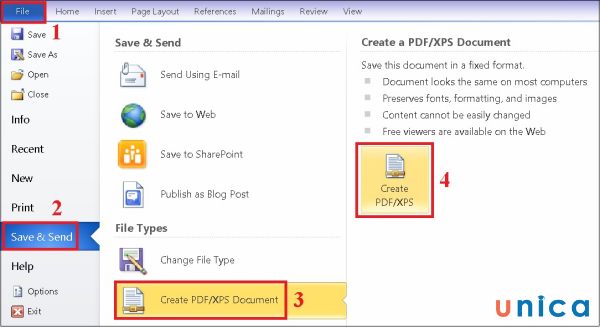 Nhấn vào nút Create PDF/XPS