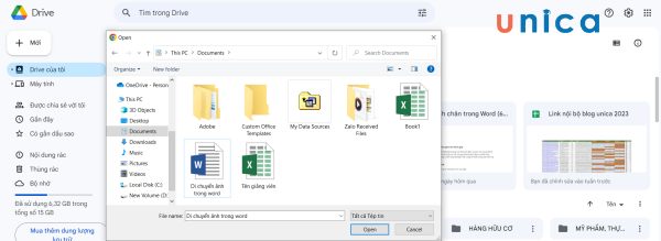 Chọn file Word mà bạn muốn chuyển sang PDF rồi nhấn Open