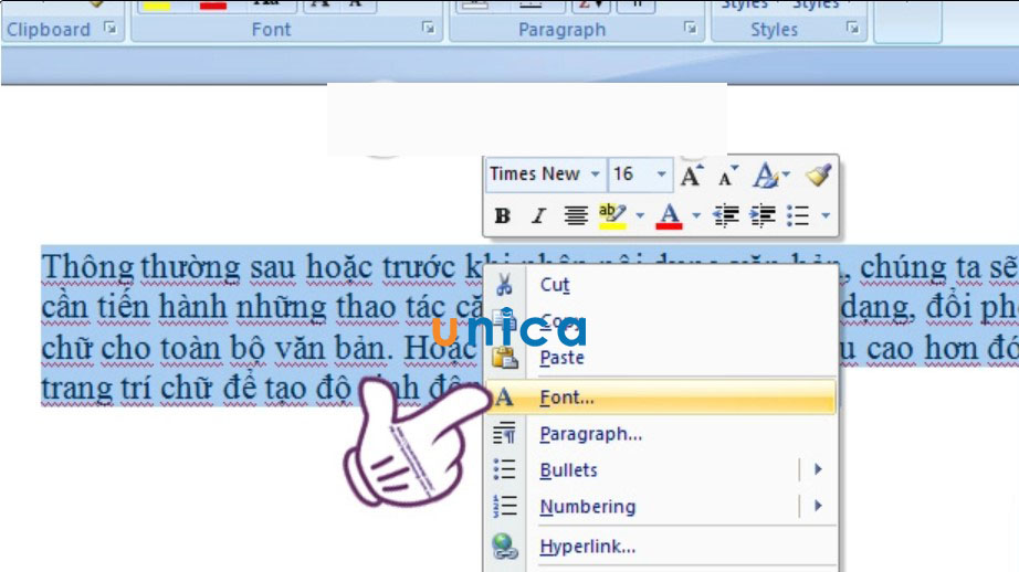 Chọn Font