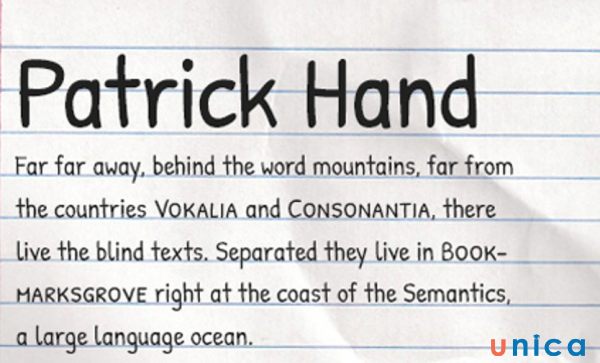 Patrick Hand là một font chữ handwritten được thiết kế bởi Patrick Wagesreiter