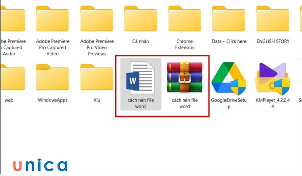 Kết quả nén file word bằng tính năng WinRAR