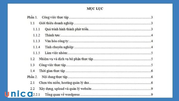 Việc tạo mục lục sẽ giúp bạn cập nhật mục lục khi cần thiết