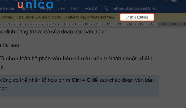 Nhấn nút Enable Editing để mở khoá