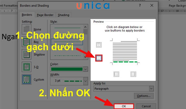 Chọn đường viền dưới rồi nhấn OK