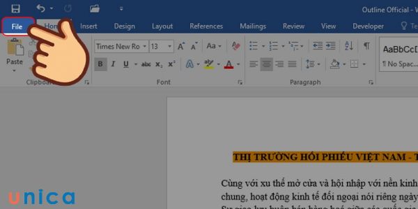 Chọn tab File