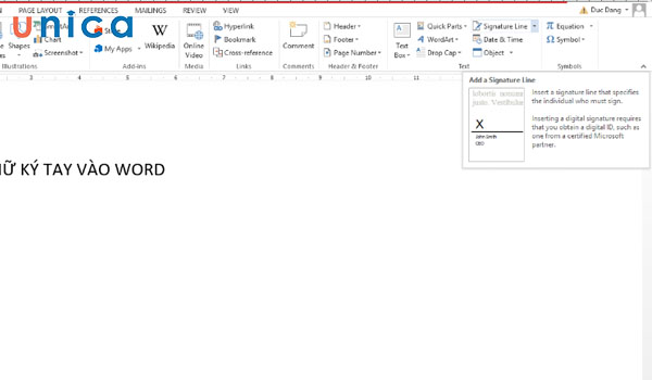 Chèn chữ ký vào word bằng Signature line