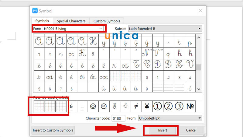 Nhấn vào Insert