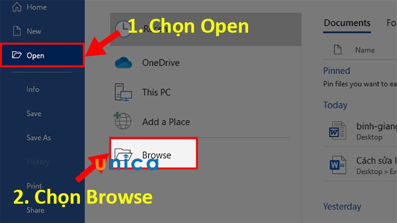 Chọn mục Browse