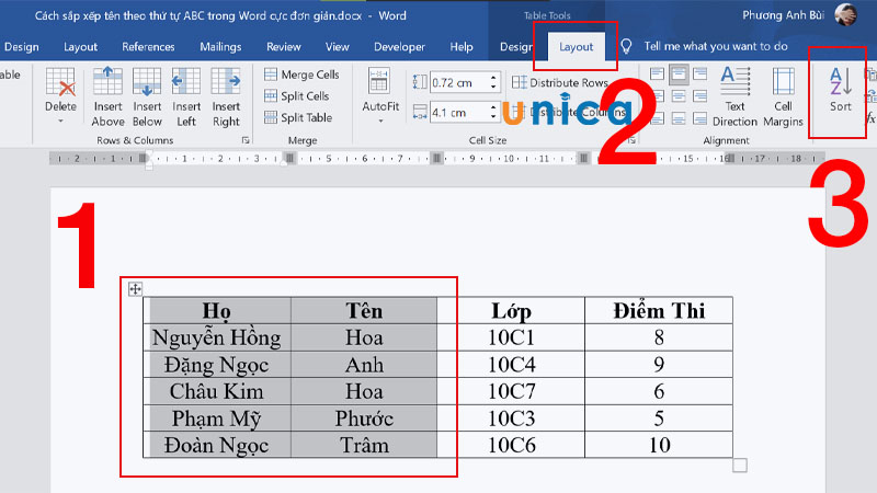 Vào mục Sort