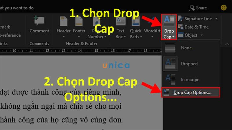 Cách chỉnh Font chữ cho Dropcap - bước 3