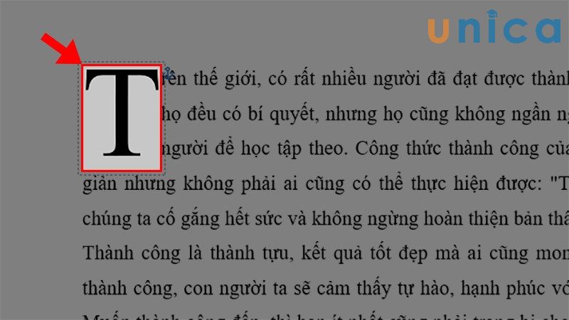 Cách điều chỉnh khoảng cách Dropcap với văn bản - bước 2