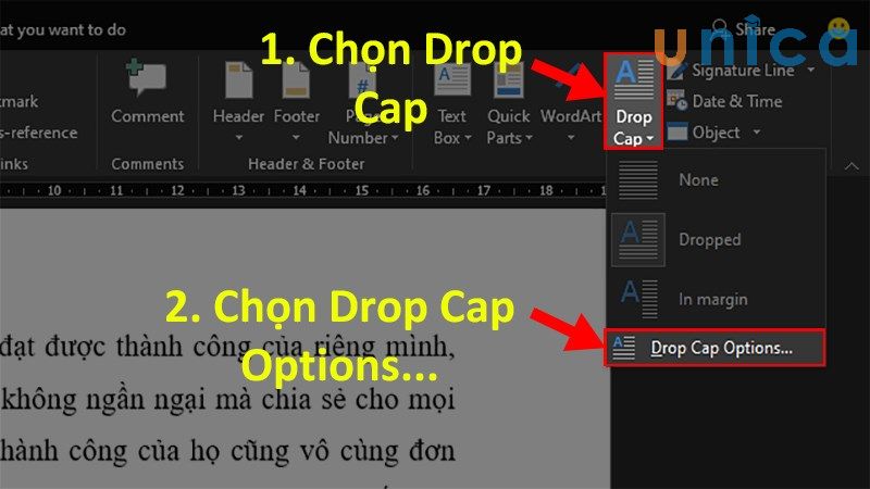 Cách điều chỉnh khoảng cách Dropcap với văn bản - bước 3