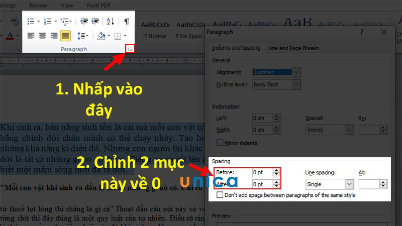 Điều chỉnh phù hợp Spacing