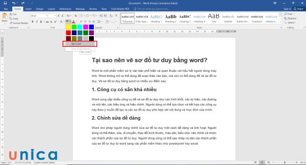 Chọn No Color để xóa màu nền trong Word