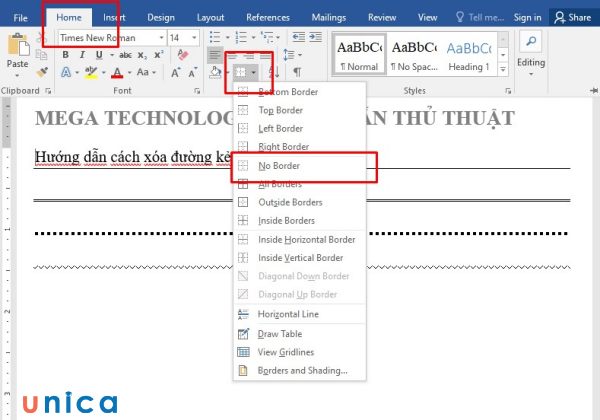 Xóa dòng kẻ trong Word là để tạo mẫu và thiết kế văn bản đặc biệt cho tài liệu