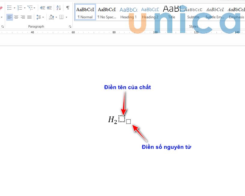 Điền tên hóa chất và số nguyên tử theo mẫu