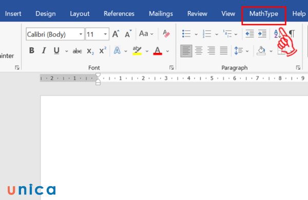 Chọn MathType trong Word