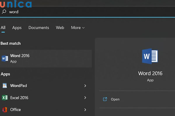 Mở Word trên máy tính