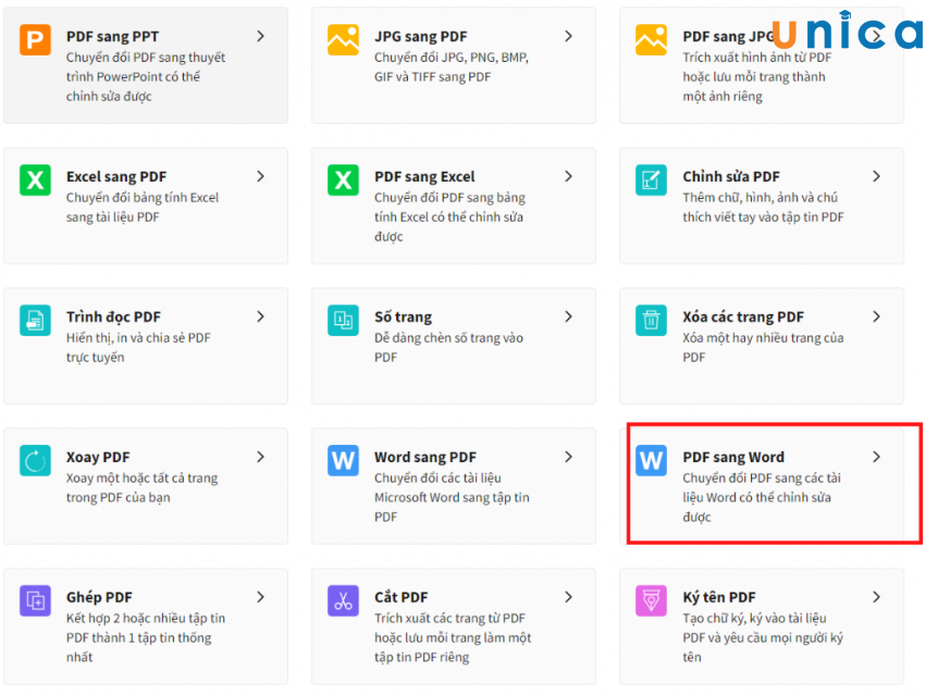 Lựa chọn chuyển PDF sang Word