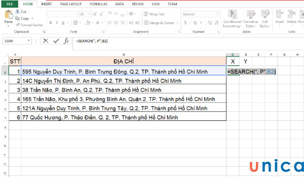 Áp dụng công thức hàm Search để xác định giá trị X