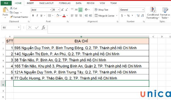 Bảng dữ liệu cho trước 