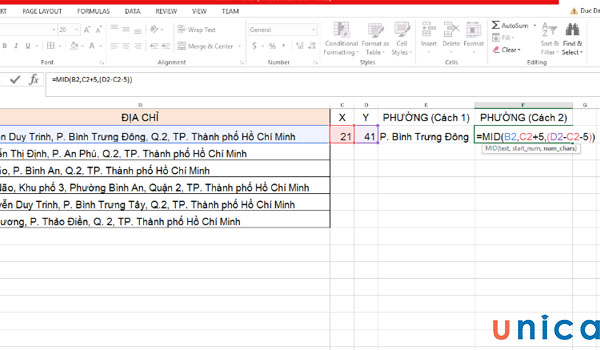 Công thức tách tên phường trường hợp 2