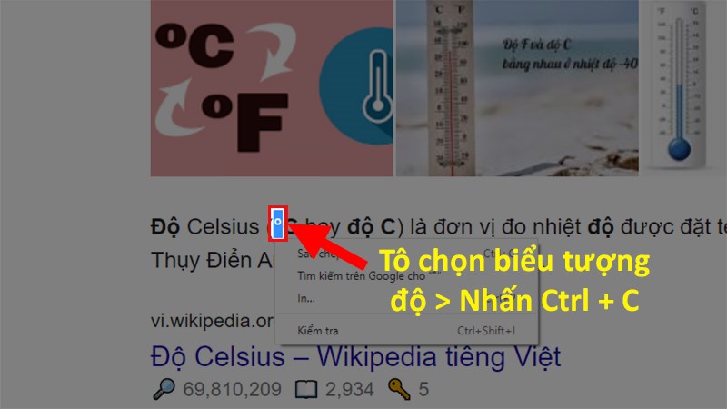 Nhấn nút Ctrl + C