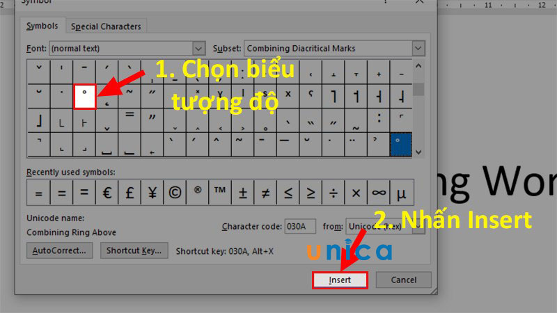 Chọn vào Insert