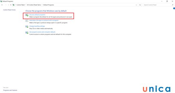 Chọn Set your default programs