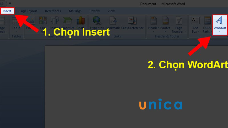 Chọn WordArt