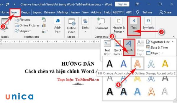 WordArt Styles là mục không thể thiếu để bạn làm đẹp cho chữ nghệ thuật