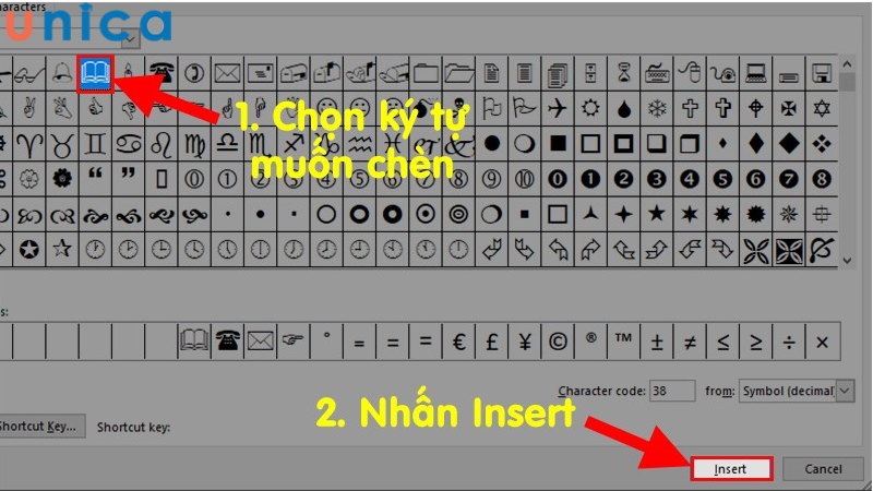 Nhấn Insert để chèn ký tự