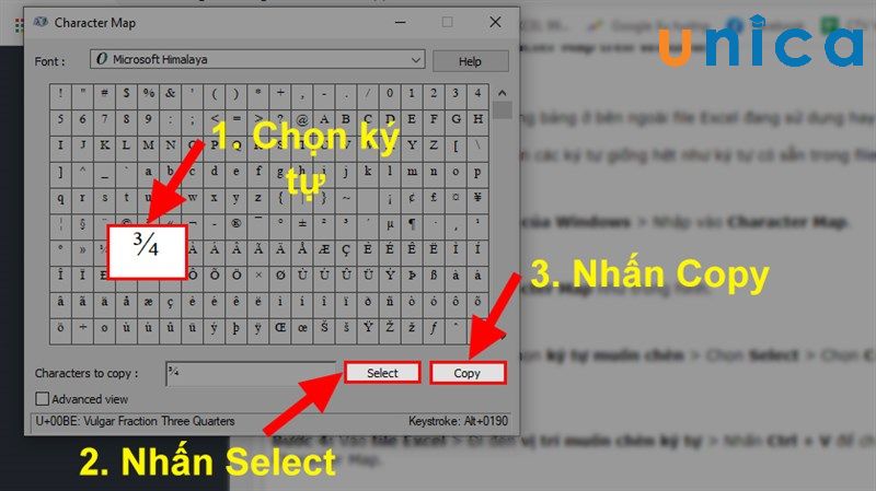 Chèn ký tự đặc biệt bằng phần mềm Character Map