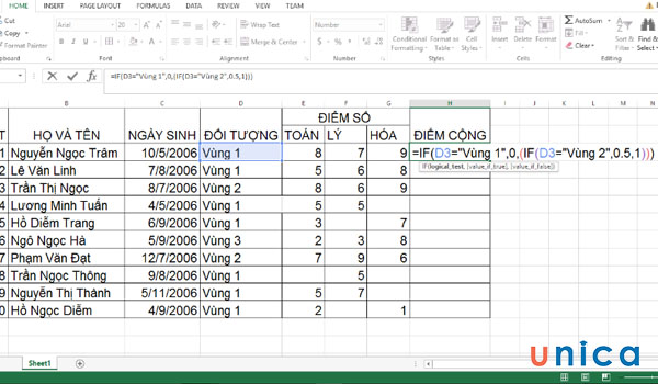 Công thức hàm IF với điều kiện số