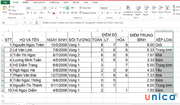 Áp dụng công thức cho toàn bộ ô